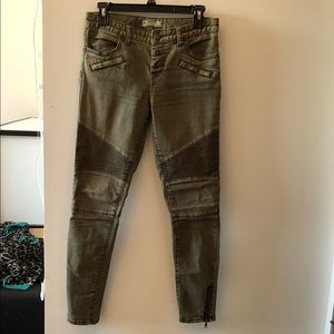 Free People green moto jeans size26